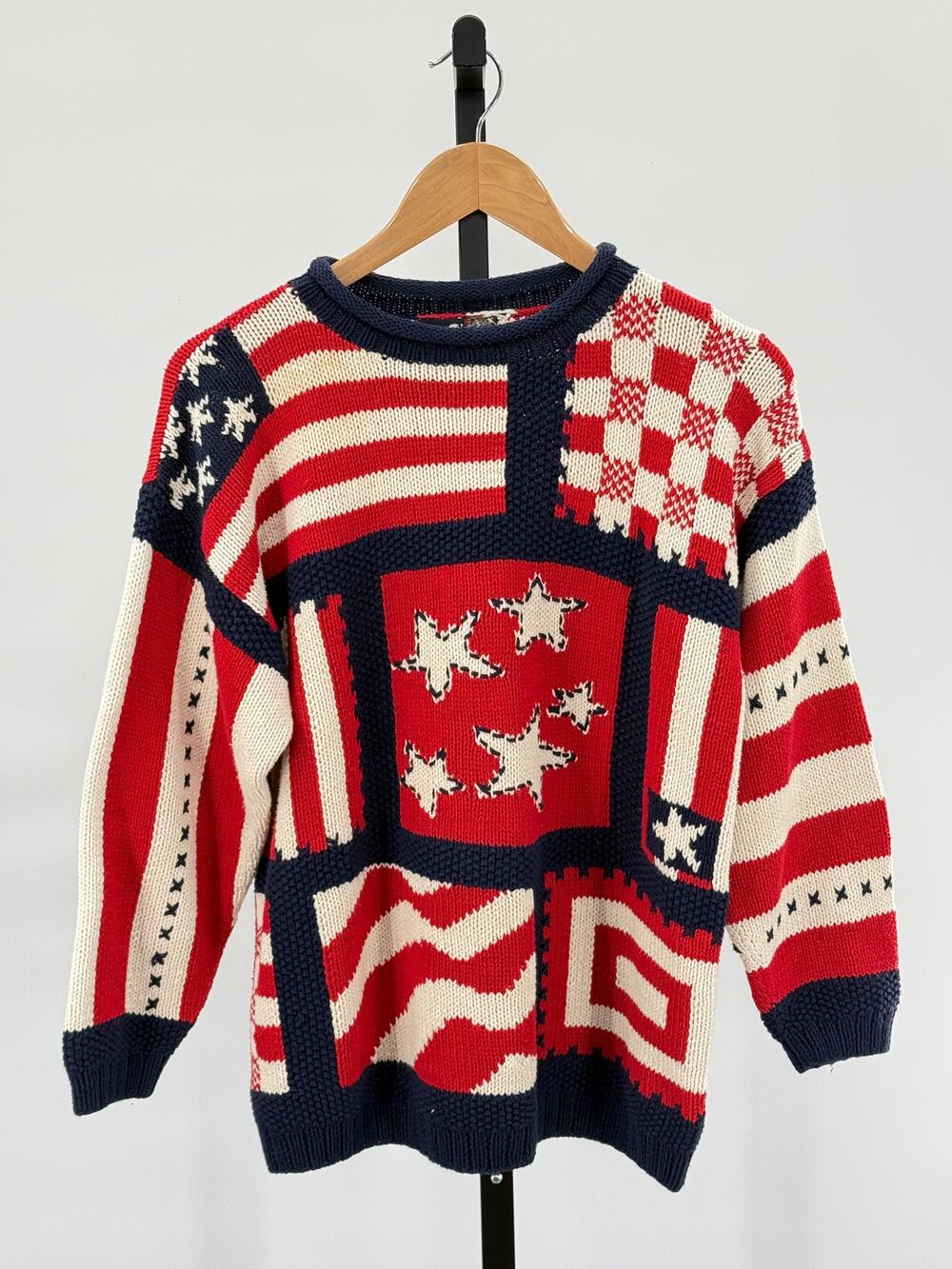 Vtg Handknit Americana Harold's 100% Cotton S/M Sweater Cottagecore Heritage